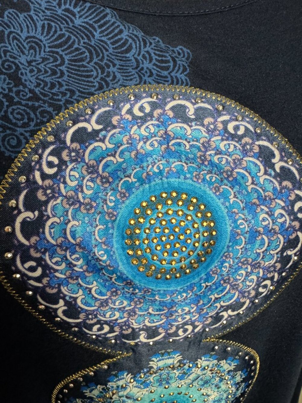 Desigual Long Sleeve Navy Tunic Blouse Mandala Viscose Cotton - Picture 3 of 13